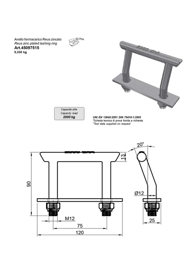 Rakományrögzítő kengyel 2000 kg TS
