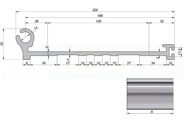 ADA-S Ajtó profil 2400 mm elox