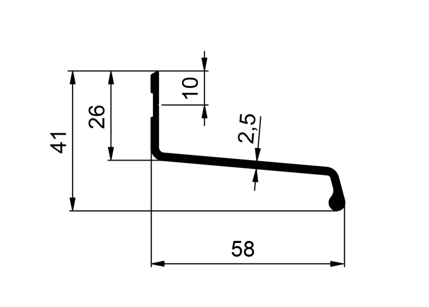 "Z" esővető alu profil 60 mm
