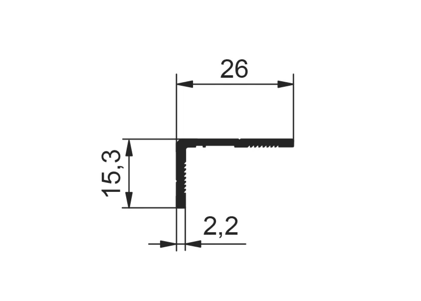 15,3x26 mm "L" profil elox