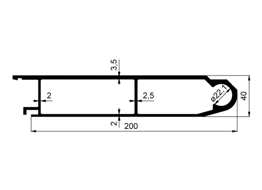 Billencs felső 200x40 mm