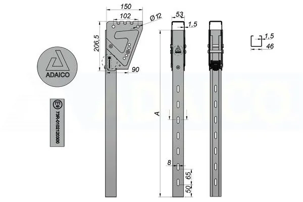 Aláfutásgátló konzol 700 mm új