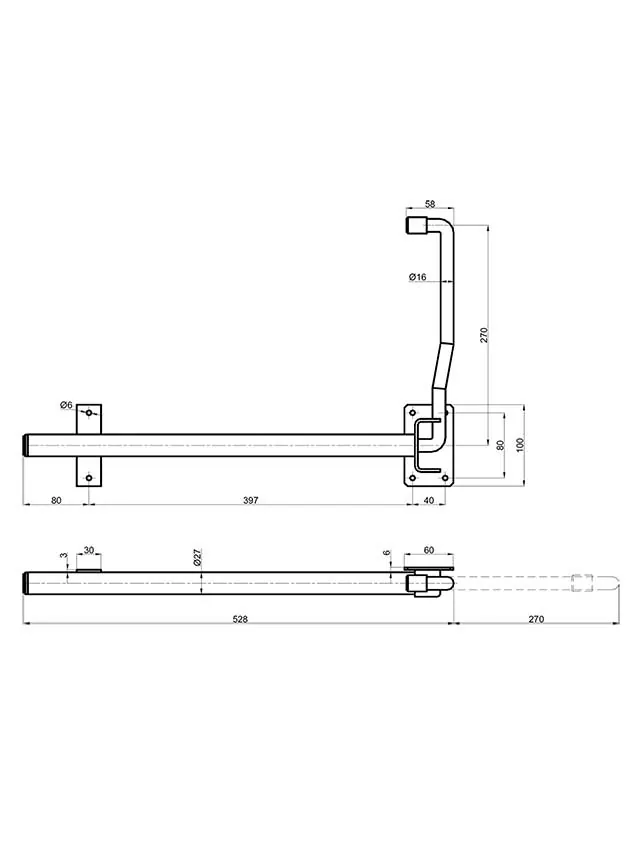 Rugós ajtókitámasztó 500/270mm TS