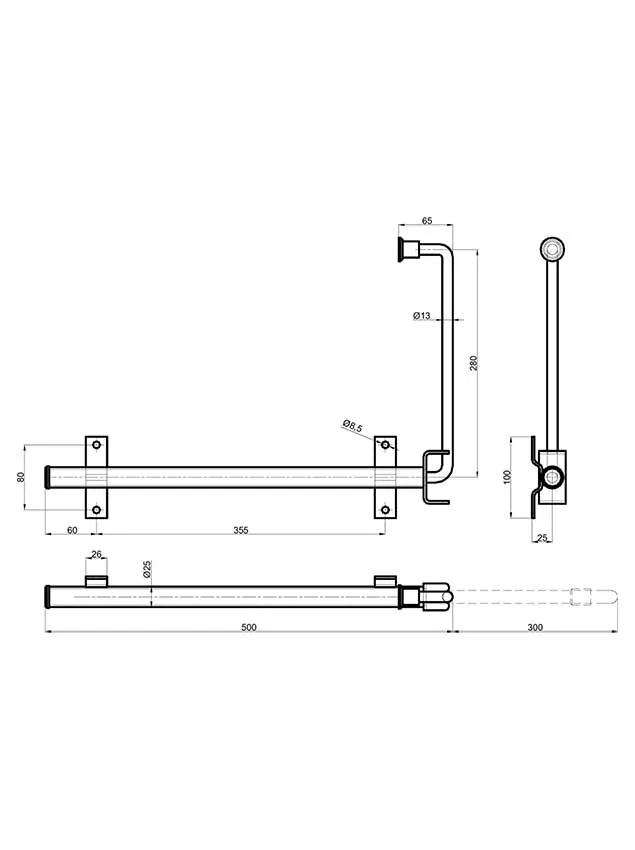 Rugós ajtókitámasztó 500/280 Inox TS