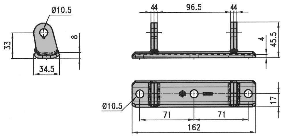 RM csavarozható hátsóajtó zsanérbak+ csap 96 mm PL