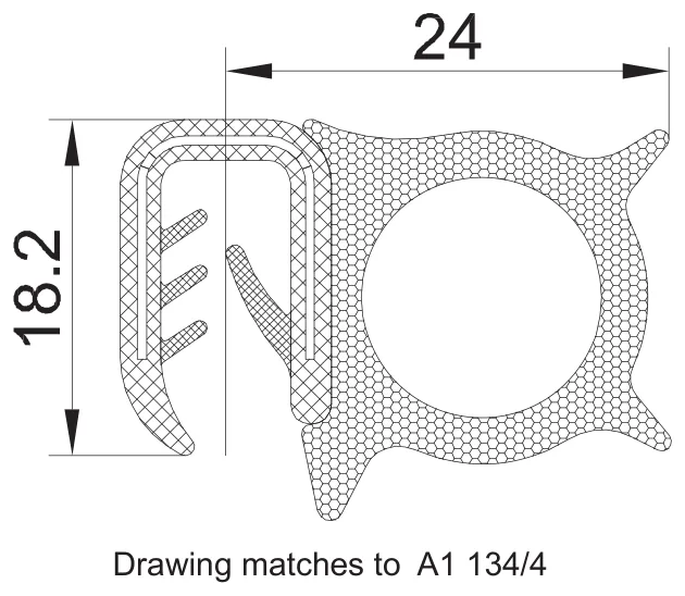 A1 134/2 Dupla szakállas kédergumi 18,2x24/1,0-2,5 fekete
