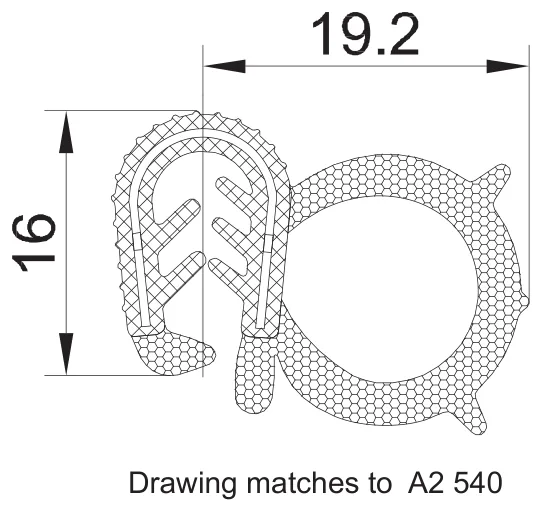 A2 541 Kédergumi 16x19,2/4,0-6,0 fekete