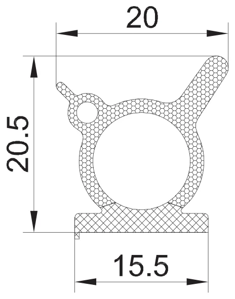 D2 528 talpas 15,5 mm 20,5/20 EPDM fekete